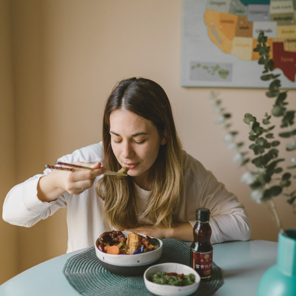 woman eating, improve nutrition